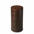 Homeroots 24 in. Wood Round End Table with Four Drawers, Warm Brown 476447